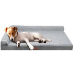 Fur & Bone Velvet Dog Bed with Orthopedic Egg Crate Foam for Joint Support Large Dog Sofa Bed with Non-Slip Bottom and Washable Zipped Cover for Easy Cleaning