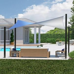 Coolaroo 95% UV Block Dualshade Outdoor Sun Shade Sail with Hardware Kit, 12' x 8' Rectangle, Santorini