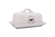 Creative Co-Op Stoneware Butter Dish with Cow Decal