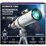 Science Can Telescope for Adults & Kids 70mm Aperture (16X-120X) High Powered Astronomy Telescope for Beginners with Adjustable Tripod and Phone Adapter Great Astronomical Gifts for Kids 8-12