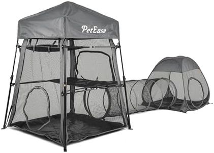 PETEASE Cat Enclosures, 3-in-1 Cat Tower Tent with Tunnel/Pop Up Cube,Cat Climbing Tent Cat Cage Outdoor Catio Portable Playpen Play Tents for Cats Kitten and Small Animals