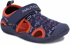 Nautica Kids Kettle Gulf Protective Water Shoe,Closed-Toe Sport Sandal For Boys and Girls-Navy Orange Shark-9