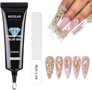 MUSILAN Nail Rhinestone Glue, Gel Nail Glue for Rhinestones for 3D Nails Super Strong Rhinestone Glue for Nail Beads Stickers Stones Crystals Diamond Art Jewels 3D Decorations Nails Tools, Cured Need