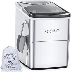 Maquina de Hielo,FOOING Maquina de Hacer Hielo,6 Minutos Fabricación de Hielo,15KG/24H,Maquina de Cubitos de Hielo Domestica,Plata