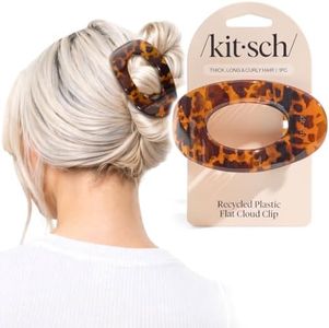 Kitsch Large Flat Claw Clips for Women - Stylish Flat Hair Clips, Strong Hold for Thick & Fine Hair | Non-Slip for Secure, Comfortable All-Day Wear | Ideal Gifts for Women - Tortoise Design
