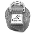 Beenax Yoga Strap Belt 1.85M, 2.5M, Extra Long Adjustable Strong Cotton 6ft 8ft with D-Ring Buckle, Exercise & Fitness Stretching for Yoga, Pilates, Dance, Gym Workouts and Physical Therapy