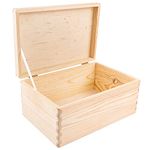 Creative Deco Large Plain Wooden Storage Box with Lid | 30x20x14cm (+/-1 cm) | Hinged Lid | Unpainted Gift Box for Christmas Xmas Kitchen Storage | ROUGH & UNSANDED Wood Keepsake Memory Craft Chest