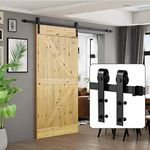 U-MAX 8 FT Heavy Duty Sturdy Sliding Barn Door Hardware Kit, J Shape Hangers, Super Smoothly and Quietly, Simple and Fit 42-48" Wide Door Panel