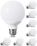 8 Pack Warm White LED Globe Light Bulbs for Bathroom, 120V 60 watt Equivalent, E26 Medium Base, Not Dimmable Vanity Light Bulbs Round, 2700K G25 LED Bulb Over Mirror