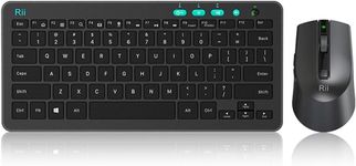 Rii RKM709 2.4 Gigahertz Ultra-Slim Wireless Keyboard and Mouse Combo, Multimedia Office Keyboard for PC, Laptop and Desktop,Business Office(Black)-New