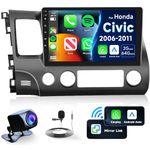 [2+64G]- for Honda Civic 2006-2011 Car Radio with Wireless Carplay/Android Auto,Android Car Stereo 10.1inch Touch Screen GPS Navigation WiFi Bluetooth FM/RDS Mirror Link SWC Backup Camera