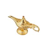 Feyarl Vintage Aladdin Legend Lamp Magic Genie Wishing Light Pot Classic Costume Props Lamp Home Tabletop Decor Crafts Display for Home Birthday Party (Gold)