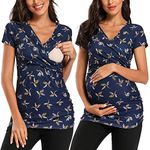 Love2Mi Maternity Nursing Shirt Short & Long Sleeve V-Neck Breastfeeding T-Shirt Pregnancy