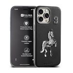 PULOKA - Mobile Cover for iPhone 15 PRO - Horse Embroidery - Sleek & Stylish - Protective & Anti Scratch Phone Cover Vegan Leather Back Case - Men & Women - Santa Barbara Polo (Black)