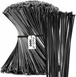 12" Black Zip Cable Ties (1000 Pack), 40lbs Tensile Strength - Heavy Duty, Self-Locking Premium Plastic Cable Wire Ties for Indoor and Outdoor by Bolt Dropper (Black)