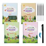 4 Pack Grooved Handwriting Books for Kids, Magic Practice Copybook Cursive Writing, Combination Groove Calligraphy Copybook for Kindergarten Preschool (4)