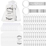 Misdary 100 Sets Wedding Thank You Gifts for Guests Include 100 Beer Bottle Opener Keychains 100 Thank You Cards 100 Organza Bags for Wedding Bridal Shower Birthday Souvenirs Gifts(Silver)