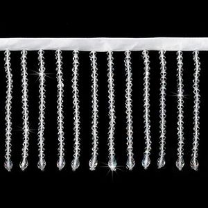 AWAYTR 1 Yard Crystal Beaded Fringe Trim - 3.5in Wide Sewing Beaded Fringe for Curtain Lampshades and Dress Clothing (AB Color)