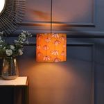 BTR CRAFTS® Mustered Junoon Color, Classic Pendant Drum Lamp Shade, Decorative Light Lamp, Hanging Spotlight with Fixture (Beige), 40Watts, Silver Canopy -: Pack of 1 (8.5 * 8.5 Inches)