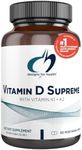 Designs for Health Vitamin D Supreme - Vitamin D 5000 IU with 2000mcg Vitamin K as MK4 for Bone Health, Heart Health & Immune Support - Vitamin D3 Enhanced with GG Supplement (60 Capsules)