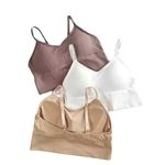 Mrs Queen Cotton Blend Wire Free Lightly Padded Full Coverage Sports Bra for Women (Brown,White,Skin, 34) (Pack of 3)