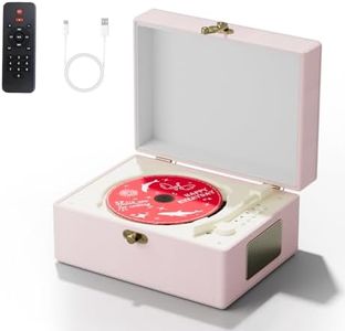 Yintiny Time Music Box CD Player with Speakers; Bluetooth Transmitter; Festival Gift; BGM Player for Home Decor (Pink)