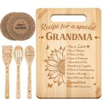 Grandma Gifts, Grandma Birthday Gifts - Unique Handmade Bamboo Cutting Board Set of 6, Grandma Gifts from Grandchildren, Birthday Christmas Mothers Day Gifts for Grandma Granny