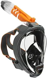 OCEAN REEF - Aria QR+ Quick Release Full Face Snorkel Mask with Snorkel - 180 Degree Underwater View and Quick Release System (M/L, Black).