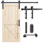 Signstek 6 ft/183cm Sliding Barn Wood Door Hardware Closet Kit with Door Hook and 2 Handles J Shape