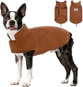 DENTRUN Reversible Dog Coat - Windproof Polar Fleece Vest with Reflective Neck Strips, Hook & Loop Closures, Sleeveless Cold Weather Jacket for Medium Large Dogs (L, Dogs Winter Outerwear)