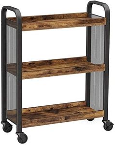 Vasagle Kitchen Trolley, Rolling Cart, Serving Trolley with Universal Castors Levelling Feet, Space-Saving, Steel Structure, 66 x 26 x 85 cm, for Kitchen, Living Room, Rustic Brown LRC66BX