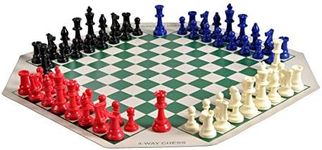 The House of Staunton Four Player Chess Set Combination - Triple Weighted Regulation Colored Chess Pieces, Four Player Vinyl Chess Board