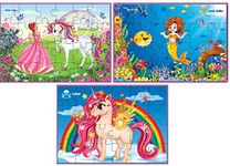 FunBlast Unicorn Jigsaw Puzzle, Mermaid Jigsaw Puzzles, 3 in 1 Unicorn and Mermaid Jigsaw Puzzles for Kids/Boys/Girls – 72 Pcs Puzzles -Multicolour