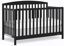 Dream On Me JPMA & Greenguard Gold Certified Odelle 5 in 1 Convertible Crib in Matte Black, Built of Sustainable Pinewood, 3 Mattress Height Settings, Non-Toxic Water-Based Paint Finish