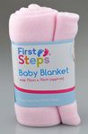 First Steps Pack of 3 Fleece Baby Blankets for Pram, Crib, Moses Basket or Bed 70x70cm