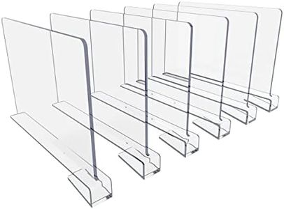 Worown 6 Pieces (30 x 20 x 3.5 cm) Acrylic Shelf Dividers, Transparent Shelf Dividers, Acrylic Shelf Dividers for Bookcases, Cupboards, Kitchen Cabinets, Bathrooms