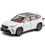 Invite Enterprise 1:24 Crown Kluger SUV Metal Diecast Alloy Car Model Simulation Toyota Off Road Vehicle with Sound Light Collectibles Kids Birthday Gifts(White)