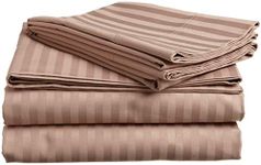 BALAJI EXPORT 100% Egyptian Cotton,800 Thread Count 1 Piece Flatsheet with 2 Piece Pillow Cover, Soft and Silk Taupe Stripe. King Size