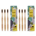 awenest Bamboo Toothbrush With Charcoal Activated Soft Bristles - Pack of 6 | Treated With Neem Oil | For Fungus Protection | Bpa Free, Biodegradable And Compostable Handle | Eco-friendly |