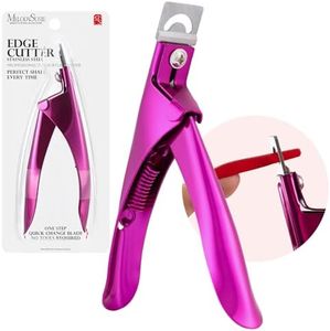 Rustproof Stainless Steel Artificial Acrylic Fake False Nail Tip Clipper Cutter Trimmer Manicure Pedicure Sharp Lightweight Clip Tool For Salon DIY Home Nail Art Pink