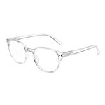 SKYWAY Blue Light Blocking Reading Glasses with Spring Hinges, Round Computer Gaming Readers Women Men Lightweight Anti Glare, Non-Prescription Glasses (+1.5,Transparent)