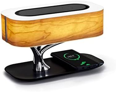 Masdio by Ampulla Bedside Lamp with Bluetooth Speaker and Wireless Charger, Sleep Mode Stepless Dimming