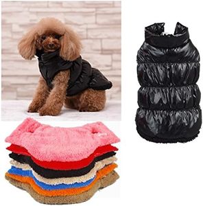 LEMON PET Dog Cat Coat Jacket Waterproof Windproof Outdoor Winter Soft Fleece Warm Jackets Coats Small Medium Large Dogs Vest (XXL, Black)