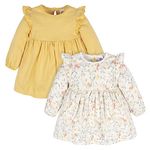 Gerber Baby Girls' Toddler 2-Pack Long Sleeve Dresses, Ivory Fox, 18 Months