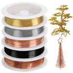 Kurtzy 5 Pack Copper Jewellery Making Craft Wire - 0.4mm 5m/16.4 ft Rolls - 5 Colours - Flexible Metal For DIY, Artistic Floral Crafts, Beading and Model Making