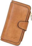 NGIL Women Wallet Faux Leather RFID Trifold, High Capacity Women Wallet, Multi Credit Card Holder Organizer Ladies Clutch, Faux Leather Vintage Wallet (Light Brown)