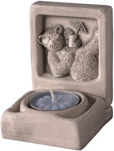 JBK Pottery Ceramic Tealight Candle Holder, Hand Made Cute Design, Home Decor for Votive Candles, Centerpiece, Aromatherapy, Ideal for Gifts, Weddings & Special Occasions, Bear Cocktail Antique White