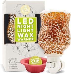 Belle Aroma Bijou® Bulb-Free Plug-in Wax Warmer Night Light – Electric Wax Melter with Mosaic LED Glow, Heating Plate, No Bulbs to Replace, No-Mess Wax Cup, Gold