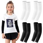 Kid Arm Sleeve 4 Pairs, Compression Arm Sleeve for Basketball Football Baseball Volleyball Youth Boy Girl Sports