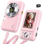 Digital Camera, FHD 1080P Kids Camera for Gift, 44MP Point and Shoot Camera with 32GB Card 16X Zoom Anti Shake, Pink Digital Camera with Fill Flash, Small Kids Digital Camera for Teens Boys Girls